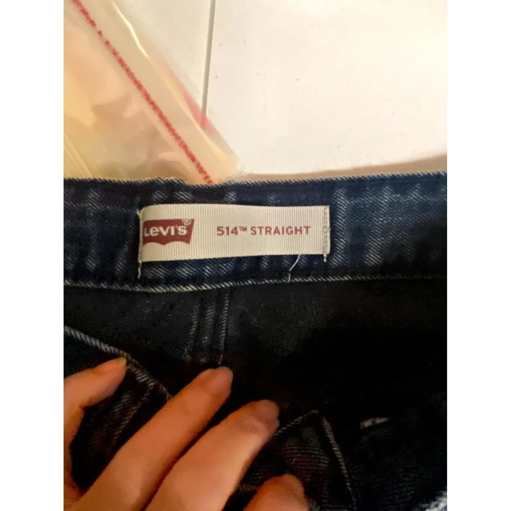 Levis 514 Jeans Boys 14R 27 Blue Whiskered Denim Cotton Medium Wash Straight Leg